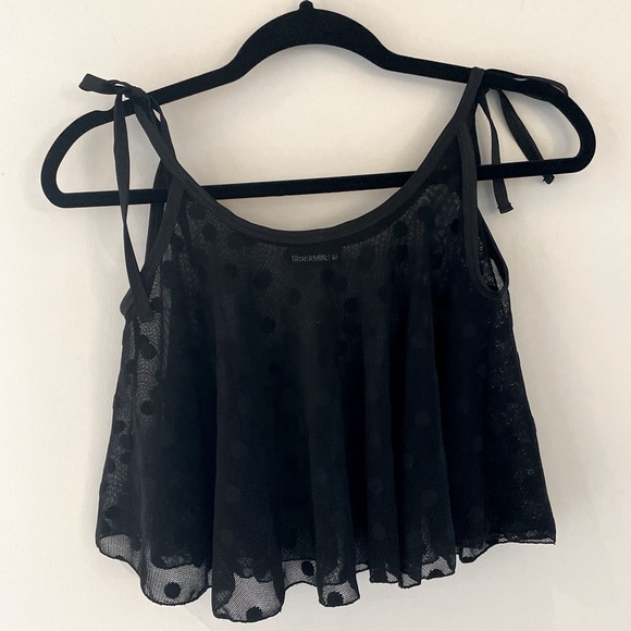 Blackmilk Tops - BlackMilk Polkadot Mesh Capelette
